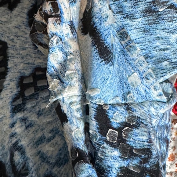 Exclusively Misook Blue Leopard Animal Print Zip Jacket Textured Squares Small - Picture 6 of 6